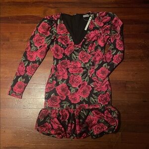 ASOS Black and Red Floral Dress Size 6